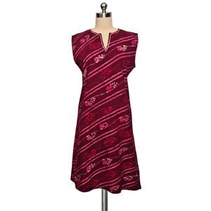 MARKET PLACE DIGNITY NOT CHARITY Red Print Boho Batik Dress M